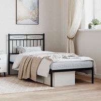 Berkfield Home Metal Bed Frame with Headboard Black 90x190 cm Single