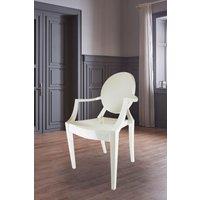 Fusion Living Ghost Style Plastic Louis Armchair in Ivory