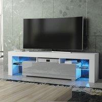 Creative Furniture Aria TV Unit 160cm White with High Gloss Doors & LED Lights in Grey