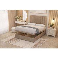 Somnior Alexas Divan Ottoman Bed with Midnight Pocket Spring Mattress & Headboard Plush Velvet in Beige | Size: Super King