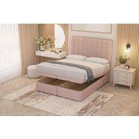 Somnior Alexas Divan Ottoman Bed with Midnight Pocket Spring Mattress & Headboard Plush Velvet in Pink | Size: Small Single