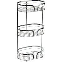 Showerdrape Dante Modern 3-Tier Floor Caddy - Bathroom Storage in White, Grey, Pink, Chrome, Black, Sage Green in Silver