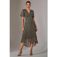 Jolie Moi Women's Charlotte Pleated Chiffon Midaxi Dress in Black | Size: 12