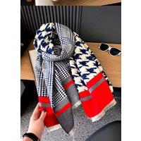 Lemon Daisy Accessories Women's Houndstooth Wrap Scarf Shawl in Red