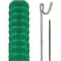 Pegdev Highly Durable Green Plastic Barrier Fencing with Steel Pins 25m 20 Pins
