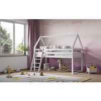 Flair Ellie Wooden House Mid Sleeper Bed in White | Size: Single