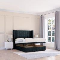 Sloomy Falcon Naples Fabric Ottoman Bed End Opening With Sprung Memory Mattress & 54 Inch Floorstanding Headboard With Wings | Size: Super King