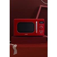 Living and Home 800w 20L Retro Style Microwave Oven with 8 Auto Menus, 5 Cooking Power Levels, and Express Cook Button in Light Red