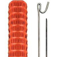 Pegdev Highly Durable Orange Plastic Barrier Fencing with Steel Pins 100m 50 Pins