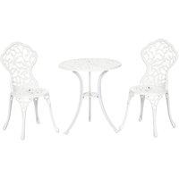 OUTSUNNY Aluminium Bistro Set Garden Coffee Table Chair Outdoor Dining Set in White