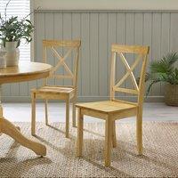 FurnitureboxUK Millford x2 Solid Wood Crossback Dining Chairs in Light Oak