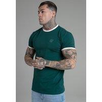 SikSilk Men's Ringer T-Shirt in Green | Size: Small