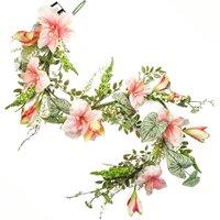 Leaf 180cm Artificial Hanging Trailing Pink Lily Plant Garland