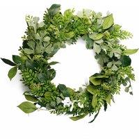Leaf 50cm Artificial Wreath Ferns in Green