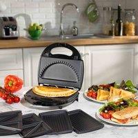 Daewoo 3-in-1 Panini Press Crimp & Sandwich Toastie Maker Crimper in Black