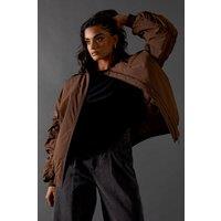 Ruched Detail Zip Through Bomber