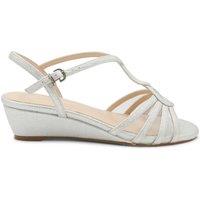 Paradox London Women's Jenna Glitter Low Heel Wedge Sandals in Silver | Size: 5