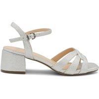 Paradox London Women's 'Marcia' Faux Leather Block Heel Sandal in Silver | Size: 8