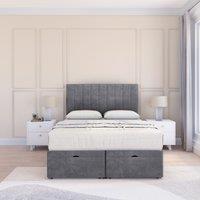 Sloomy Kansas Coniston Fabric Ottoman Bed End Opening With Sprung Memory Mattress & 26 Inch strut Headboard in Dark Grey | Size: King