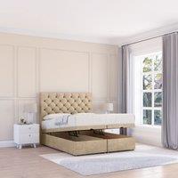 Sloomy Mayfair Coniston Fabric Ottoman Bed End Opening With Sprung Memory Mattress & 26 Inch strut Headboard in Cream | Size: Double