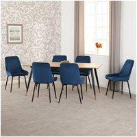 Seconique Hamilton Large Dining Set with Avery Chairs in Blue