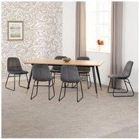 Seconique Hamilton Large Dining Set with Lukas Chairs in Grey