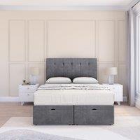 Sloomy Highbury Coniston Ottoman Bed End Opening With Sprung Memory Mattress & 26 Inch strut Headboard in Dark Grey | Size: King