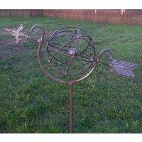 Inspirational Gifting Armillary Globe Border Stake Garden Decoration in Bronze