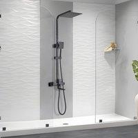 Novecrafto Modern Shower Mixer Set - Adjustable Anti-Calc 3-Function with Rainfall Shower Head, Handheld Shower Bar in Black