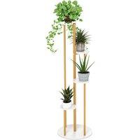 Costway Indoor Metal Plant Stand Tall Corner Plant Shelf for Potted Plant-White in White