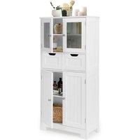 Costway Bathroom Storage Cabinet Tall Freestanding Floor Wood Cabinet Storage Organizer in White