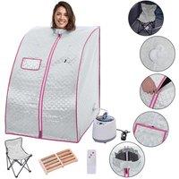 SHEONLY Personal Full Body Sauna Spa with Remote Control & Folding Chair, Lightweight Foldable Home Sauna Tent in Silver