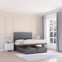 Sloomy Texas Coniston Fabric Ottoman Bed End Opening With Sprung Memory Mattress & 26 Inch strut Headboard in Dark Grey | Size: Super King