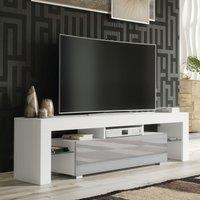 Creative Furniture TV Unit 160cm Stylish Modern - White with High Gloss Grey Doors