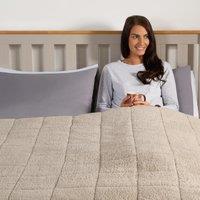OHS Teddy Fleece Sensory Sleep Therapy Weighted Blanket 125 x 180 cm 6kg in Natural | Size: 125 cm x 150 cm