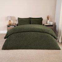 OHS Thermal Soft Teddy Fleece Duvet Cover Bedding Set in Green | Size: Double