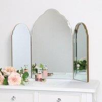 Melody Maison Antique Gold Arched Triple Vanity Mirror 60cm X 72cm in Metallic Gold | Size: 60 cm X 72 cm