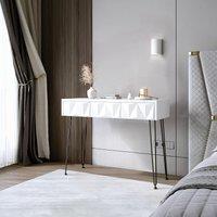 CARME HOME Claudia White 3 Drawers Dressing Table with Black hairpin legs