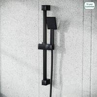 Nes Home Matte Black Square Shower Handset & Hose with Slider Riser Rail Bracket
