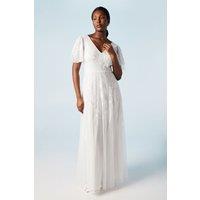 Angel Sleeve Wildflower Embroidered Wedding Dress