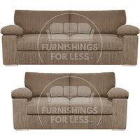 Delta Fabric Sofa Suite Padded Arms Jumbo Cord 3 and 2 Seater