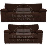 Delta Fabric Sofa Suite Padded Arms Jumbo Cord 3 and 2 Seater