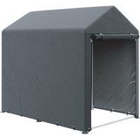 OUTSUNNY 1.2 x 1.8m Garden Storage Shed Tent with Galvanised Steel Frame & Large Door, for Motorbike, Garden Tools, Bike Storage in Dark Grey