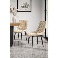 More4Homes Set of 6 Nova Modern Velvet Dining Chair Padded Seat Metal Legs in Beige