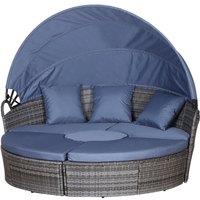 OUTSUNNY Rattan Garden Daybed Sun Lounger Sofa Set w/ Canopy in Grey