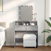 Berkfield Home Dressing Table with LED Concrete Grey 80x41x144.5 cm