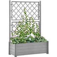 Garden Planter with Trellis 100x43x142 cm PP Stone Grey