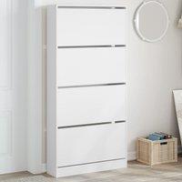 Berkfield Home Shoe Cabinet with 4 Flip-Drawers White 80x21x163.5 cm