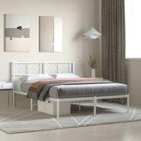 Metal Bed Frame with Headboard White 150x200 cm King Size
