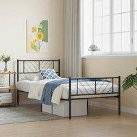 Berkfield Home Metal Bed Frame with Headboard & Footboard Black 90x190 cm Single